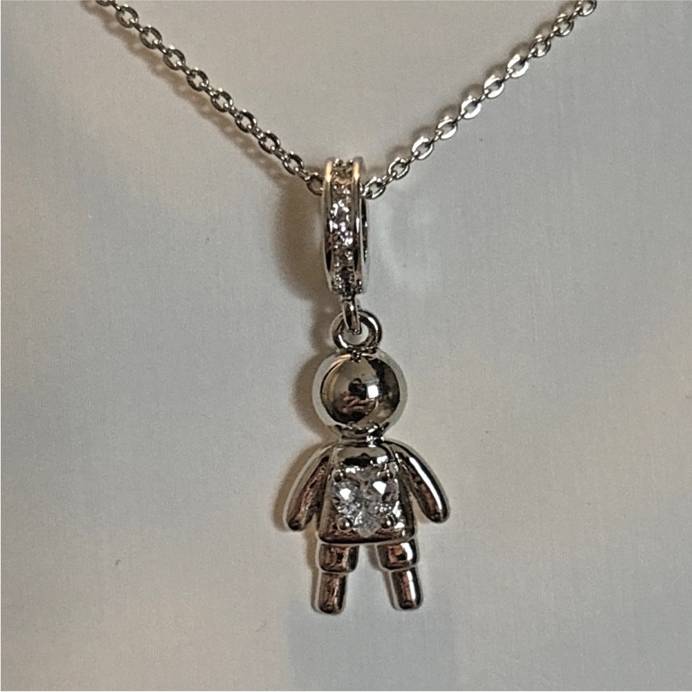 Silver CZ Heart Mom Necklace, 18k White Gold Plated, Mother’s Day Gift in Box - Picture 6 of 12